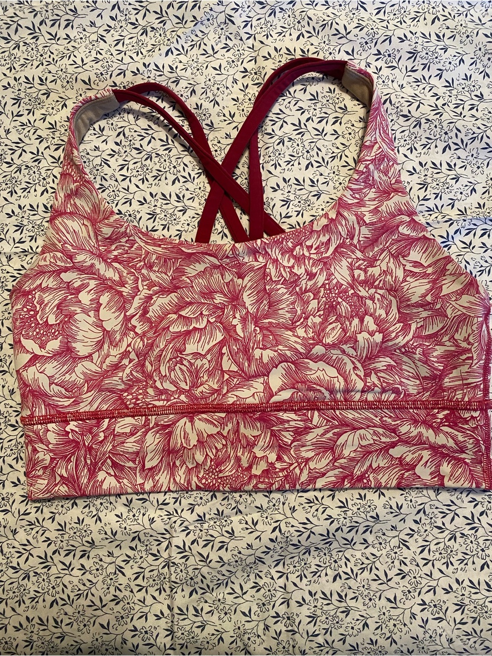 Lululemon Energy Bra Long Line in the Floral Bloom White Star Ruby